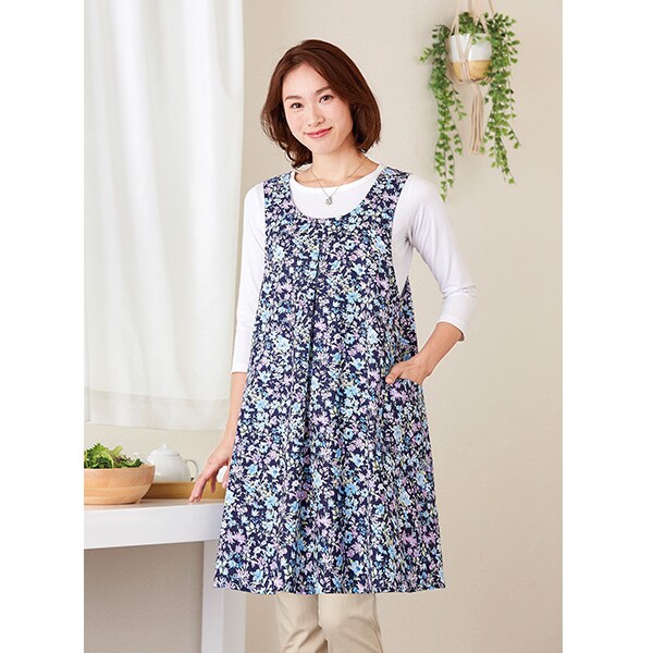 2wayチュニックエプロン M L きらめきネイビー レディースファッション はぴねすくらぶ