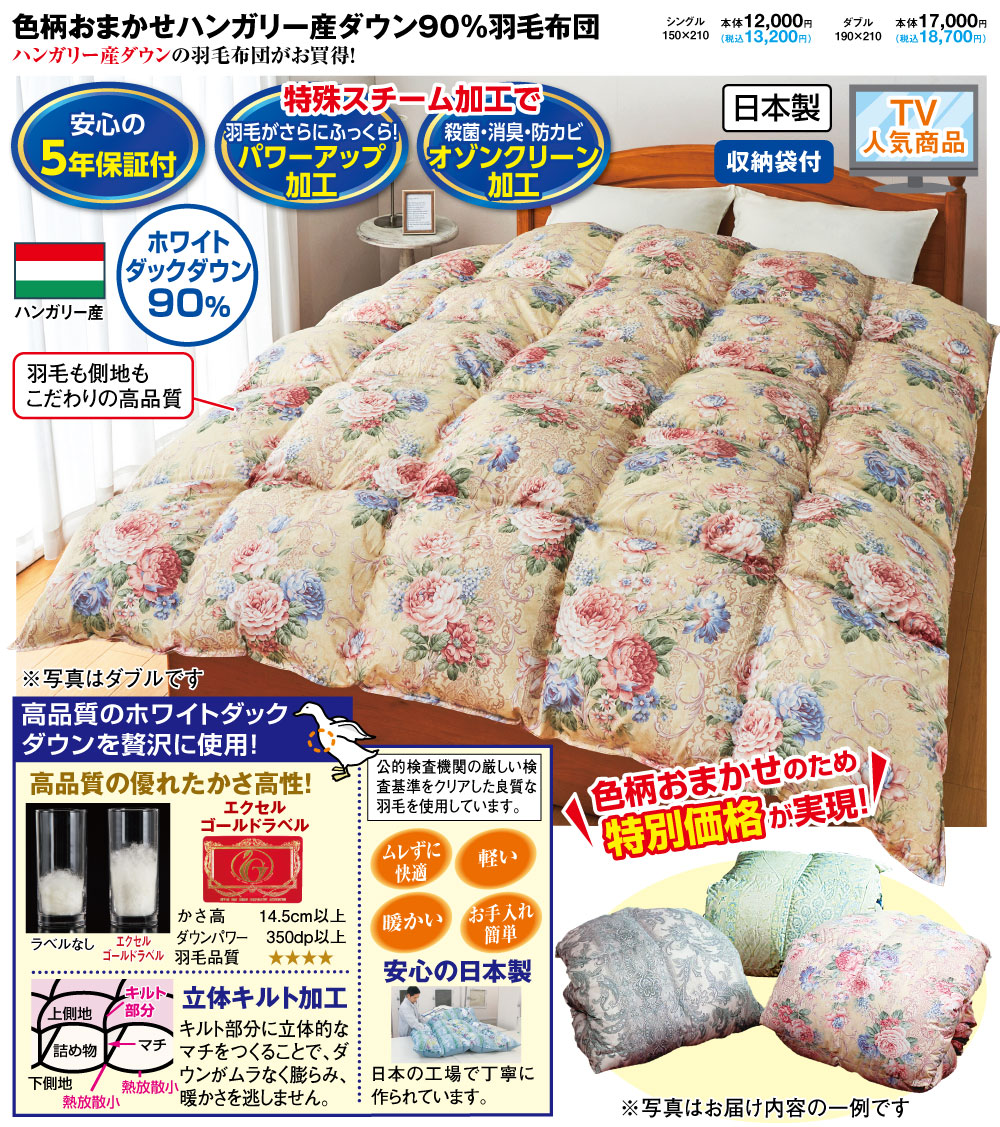 お年玉セール特価】 新品未使用 かさ高14.5cm ホワイトダック ダウン