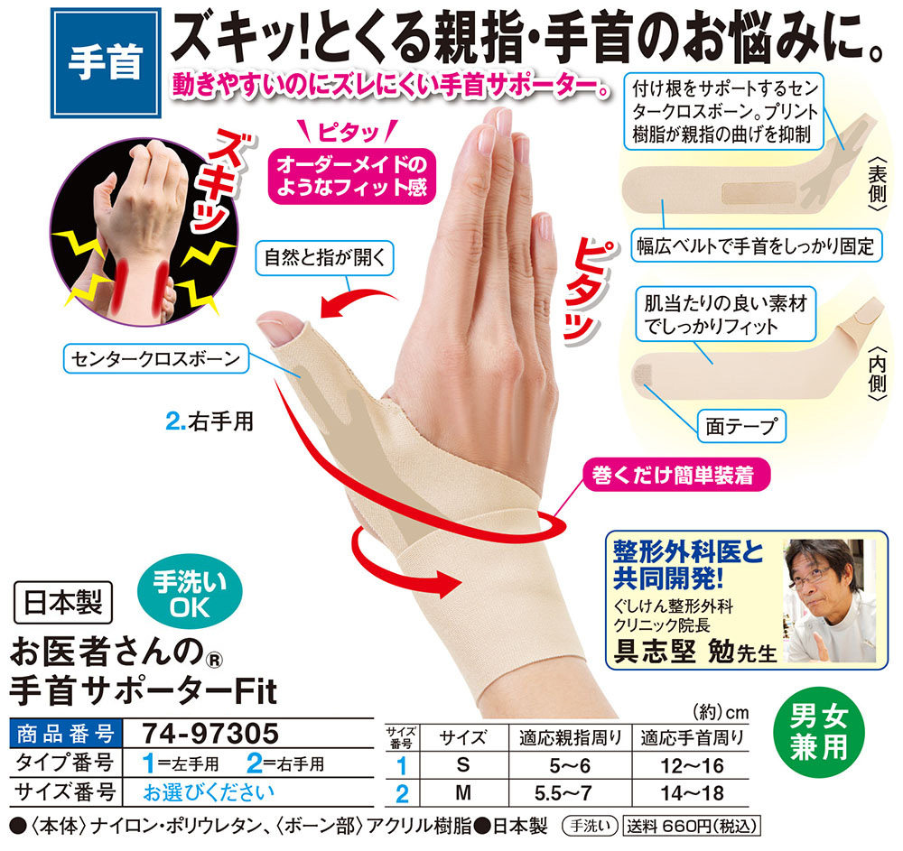 注目のブランド アルファックス お医者さんの手首サポーター Fit ベージュ 右手用 S 1枚入 fucoa.cl