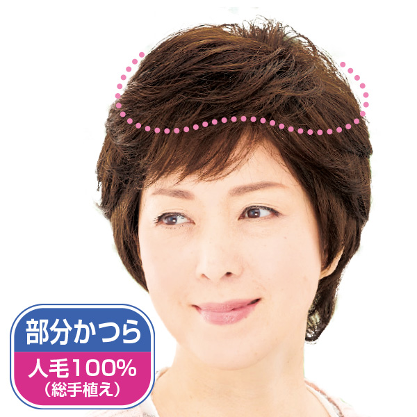 人毛100 ハンドメイド6分ウィッグ 自然色 美容 コスメ はぴねすくらぶ