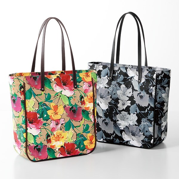 マドモアゼル ザザ 大人可愛い花柄プリントトートバッグ ベージュ系 レディースファッション はぴねすくらぶ