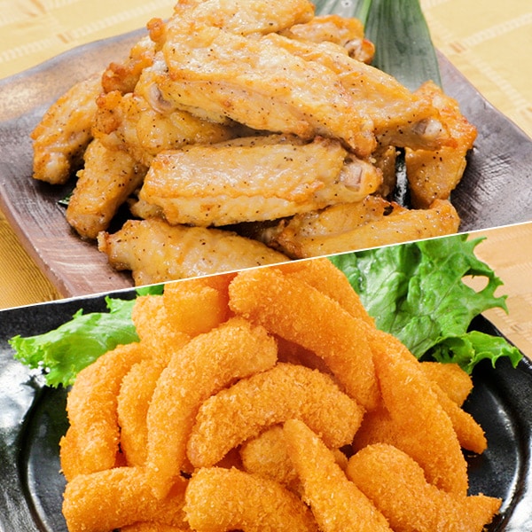 ウミオス旨塩手羽中チキンスティック+えびフライ
