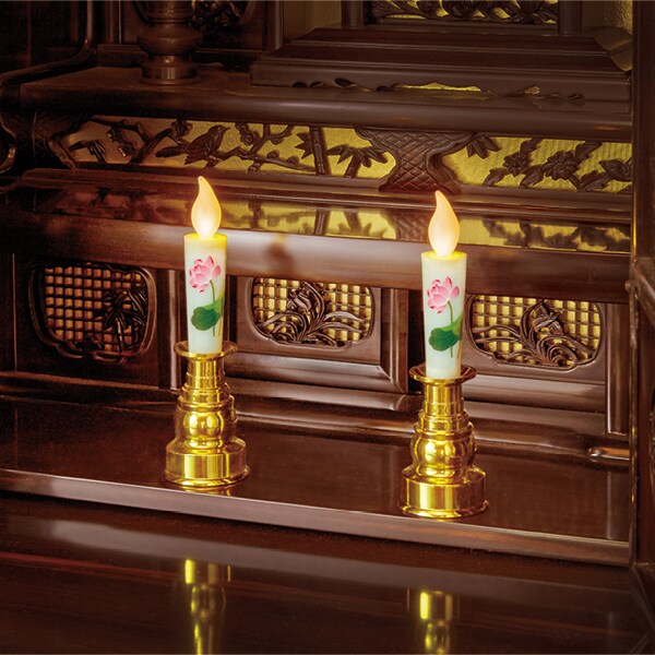 花柄ろうそく 金燭台 2本組 家具 インテリア はぴねすくらぶ