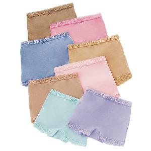 綿素材レース付1分丈ショーツ8色組