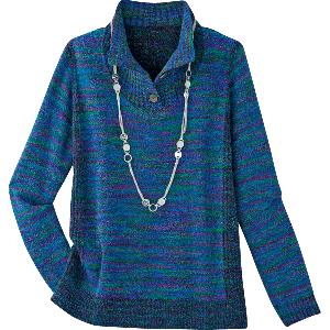 多色ブークレーニットデザインプルオーバー