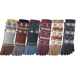 ぬくぬくカポック口ゴムゆったり5本指ソックス6足組