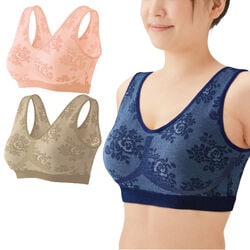 着け心地のいい綿混らくブラ花柄3色組