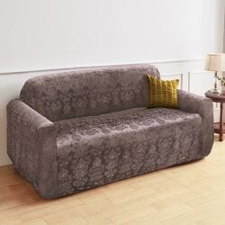 ベロア調ヨコ伸縮肘付ソファーカバー3人掛用