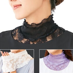 衿元シルクのレースネックカバー3色組