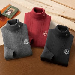 サルーンエクスプレス 刺繍入りタートルネックセーター3色組