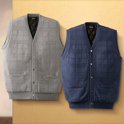 ピエルッチ 裏地付き中綿前開きベスト2色組