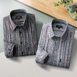 ピエルッチ おしゃれ柄長袖シャツ2色組