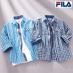 フィラ 7分袖ギンガムチェックシャツ