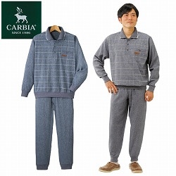 カルビア 麻入楊柳ポロ襟スーツ上下組