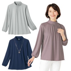 ギャザー衿きれい見えブラウス