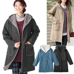 凄暖ふわっと軽いフード付裏ボアコート