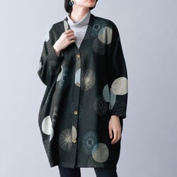 北欧風ドット柄裏起毛ロングカーディガン