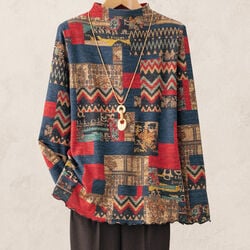 裏起毛プリントメロウ使いプルオーバー