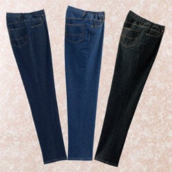 スッキリ暖か裏ベロアデニムパンツ