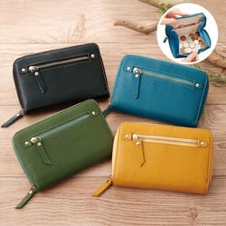 小銭出し入れラクラク牛革二つ折り財布