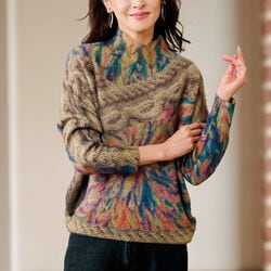 総柄プリントシャギーセーター