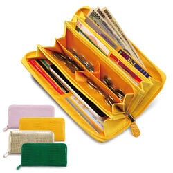 クロコ型押しスマホが入る多機能財布