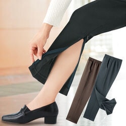 らくらく裏起毛裾ファスナーパンツ