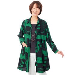 幾何プリントロングブラウス