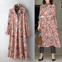 ふくれ素材プリントワンピース