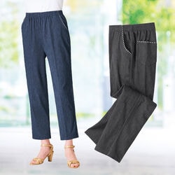 ゆったりデニムパイピングパンツ2色組