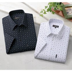 ピエルッチ 綿100％小紋柄7分袖シャツ2色組