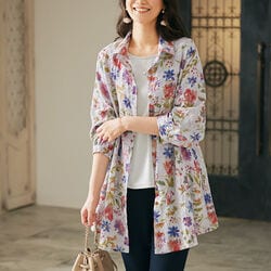 プリント刺しゅうロングブラウスジャケット