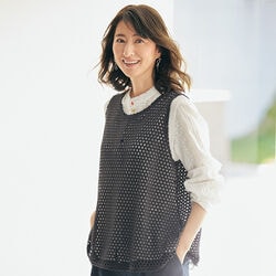 綿混ドットジャカードストレッチベスト