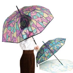 ステンドグラス調透明ジャンプ傘