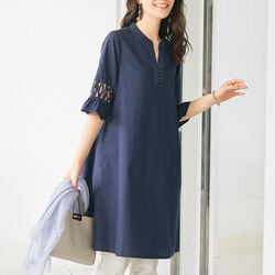 綿混レース使いワンピース