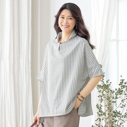 ストライプドルマンブラウス