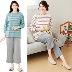 綿混ボーダーホームウエア