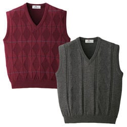 日本製ウール混アーガイル柄ベスト