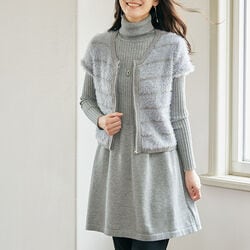 シャギーボーダーニットチュニックアンサンブル