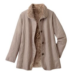 裏ボア花柄キルトジャケット