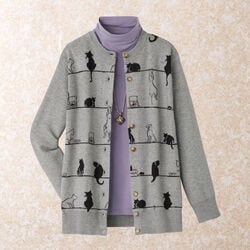 ネコ柄ニットカーディガン