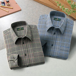 ハンティントンクラブ ストレッチネル長袖シャツ2色組