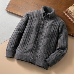 ピエルッチ 裏地付ドンキー襟カーディガン