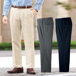 裾上げ済裏起毛ストレッチコットンスラックス3色組