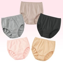 お腹とお尻を優しく包み込む綿100ショーツ5色組