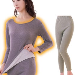 肌側綿のあったか2重インナー2色組