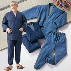 綿100％デニム作務衣