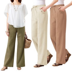 麻混イージーパンツ3色組