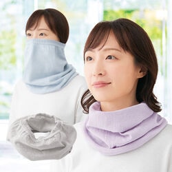 すっぽりかぶれるさらさら綿麻UVネックカバー