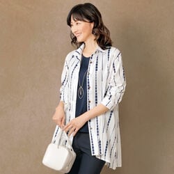 綿混プリントシャツチュニック